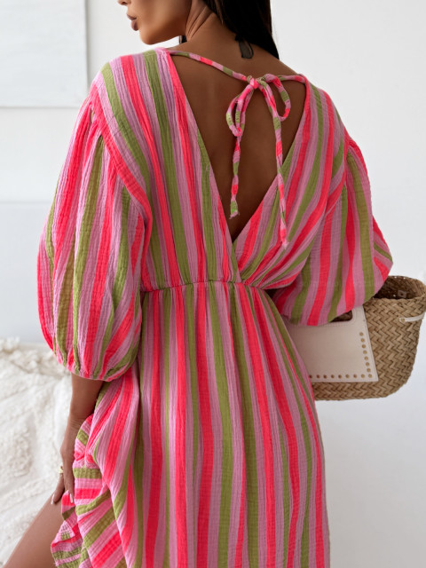 Glow Stripes cotton dress green - Image 3