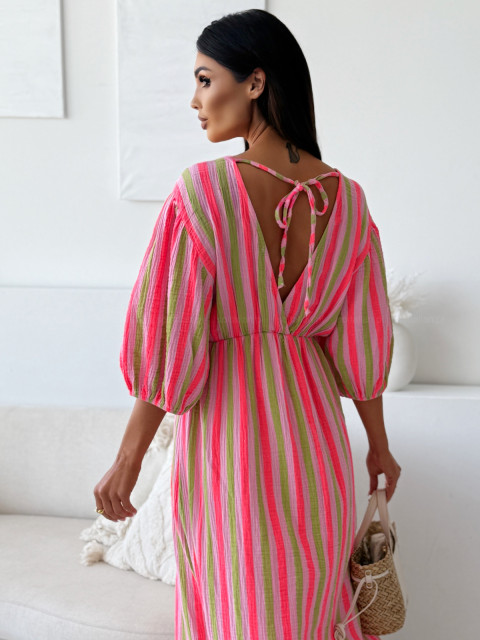 Glow Stripes cotton dress green - Image 2