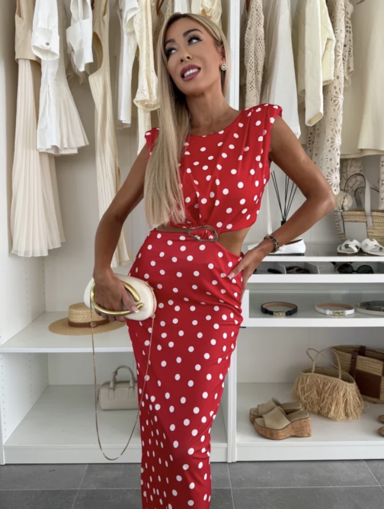 Dotty dress red