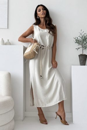 Lillete dress with belt cream
