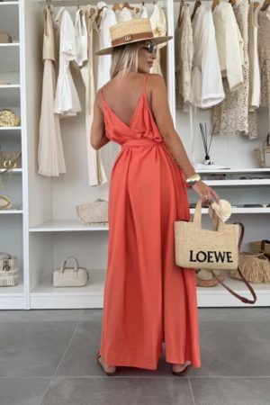 Ivoria maxi obleka iz viskoze coral