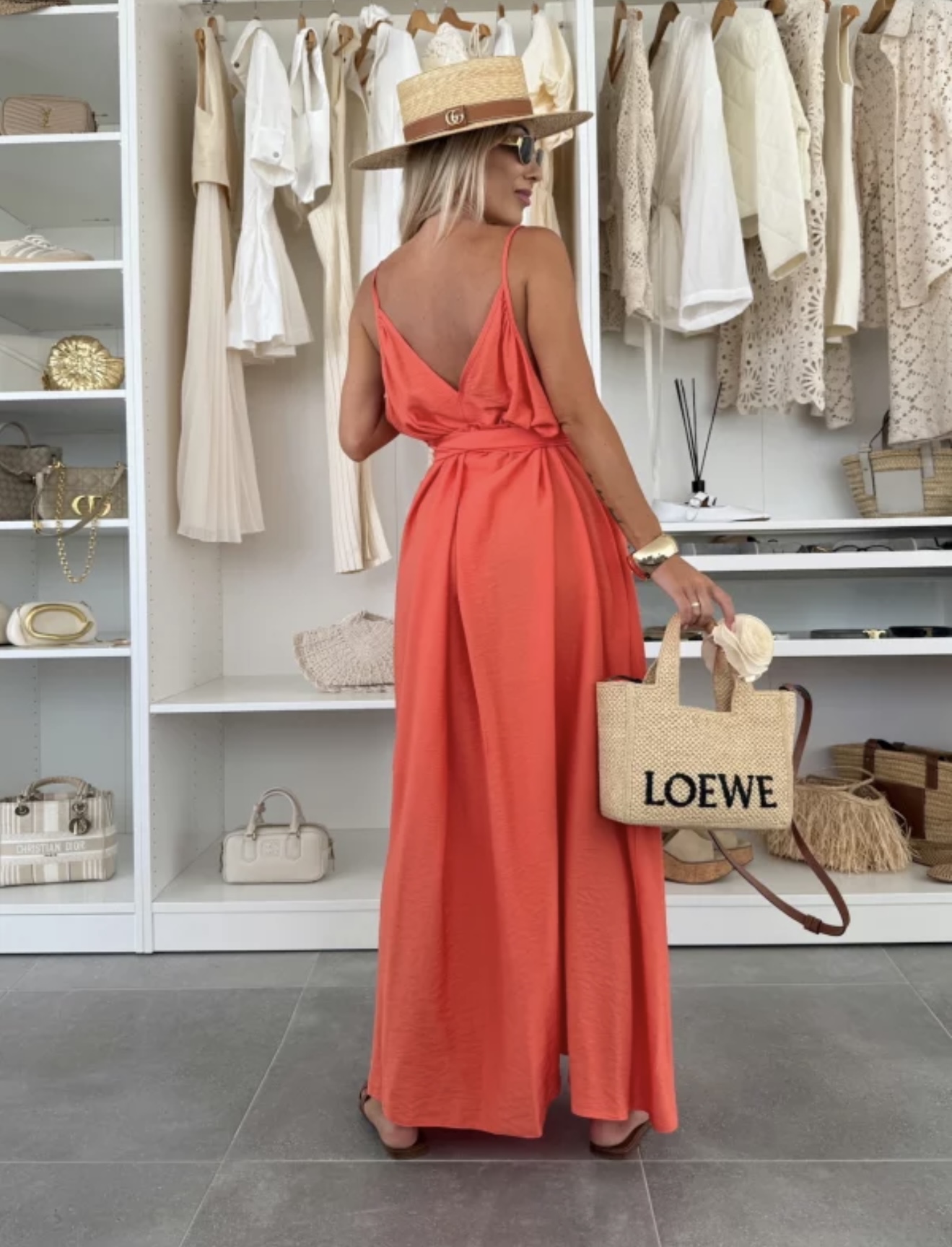 Ivoria maxi obleka iz viskoze coral
