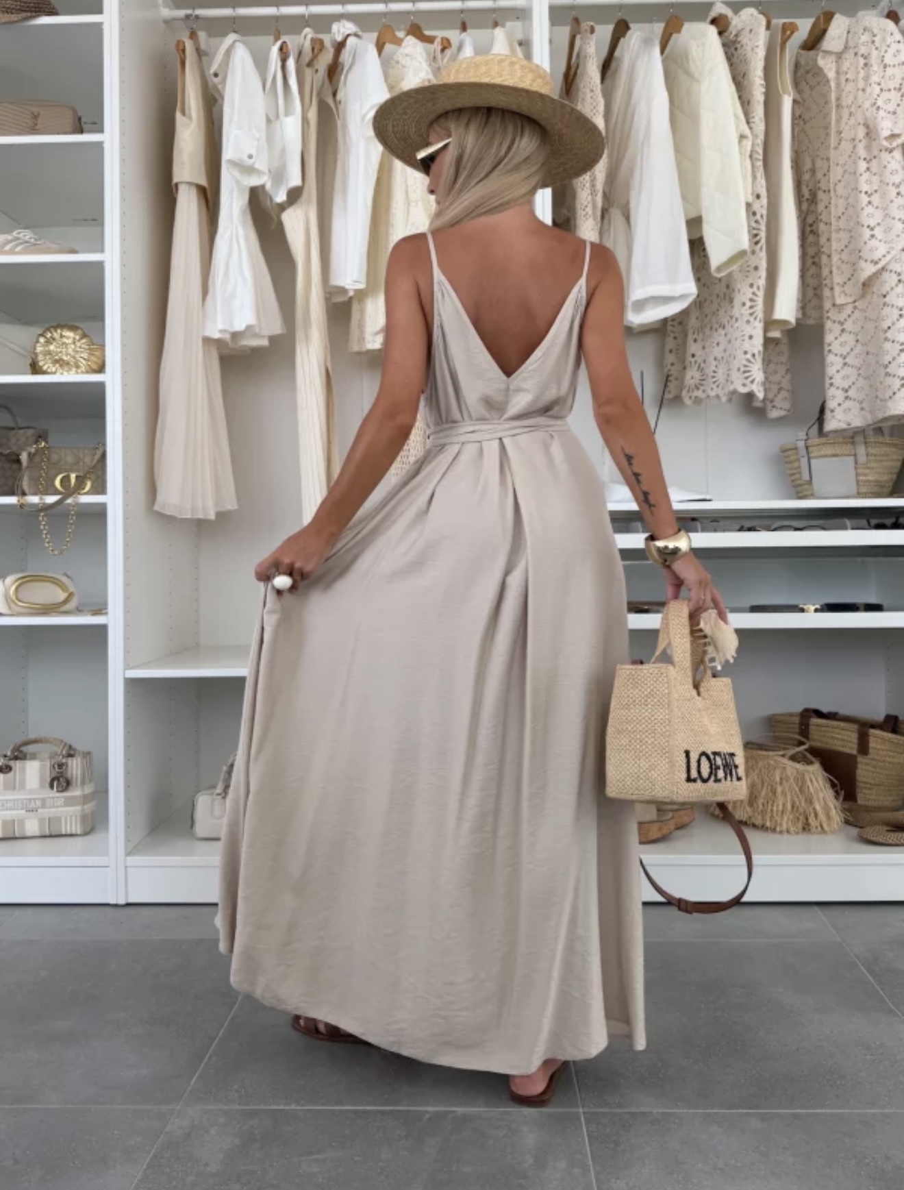 Ivoria maxi obleka iz viskoze cream