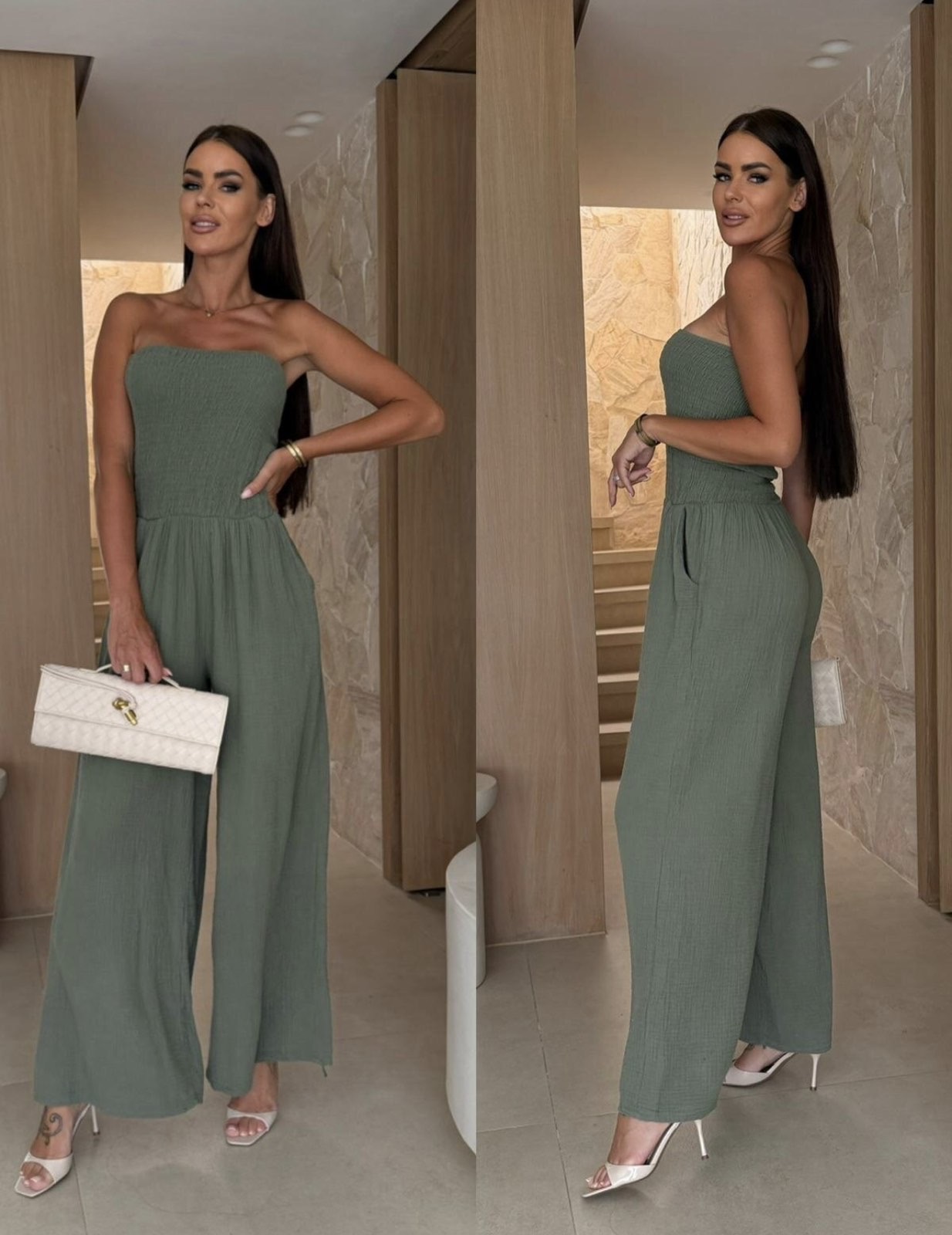 Lorris cotton onesie olive green - Image 3