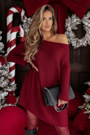 locket-oversized-pulover-obleka-bordo-1