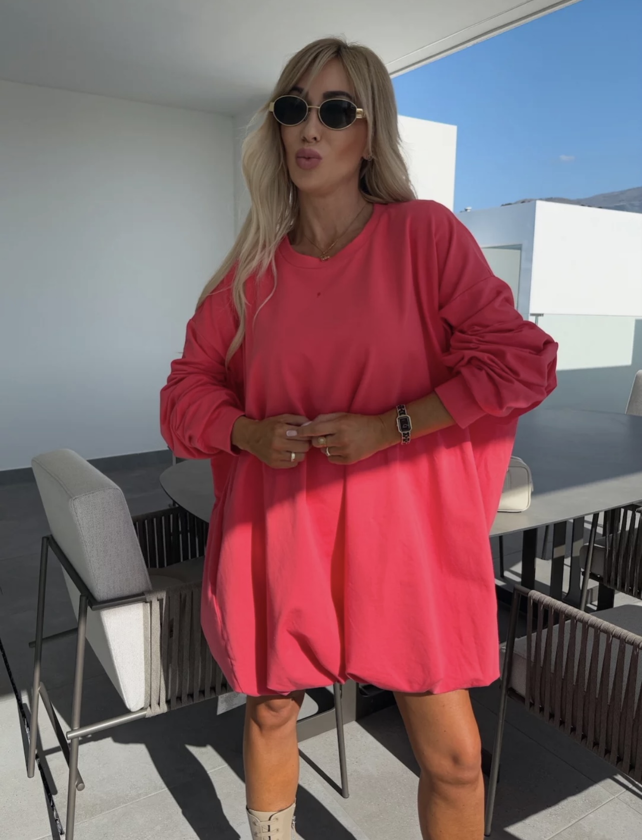 luisa-pulover-obleka-s-pasom-rdeca-2