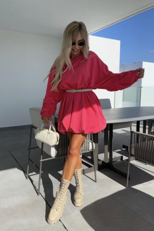 luisa-pulover-obleka-s-pasom-rdeca-3
