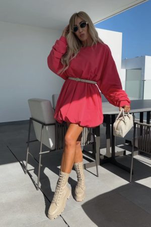 luisa-pulover-obleka-s-pasom-rdeca-4
