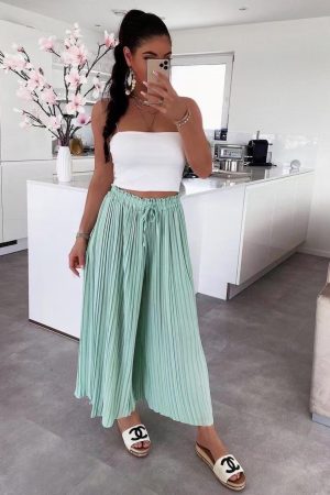 Eliana pleated trousers turquoise