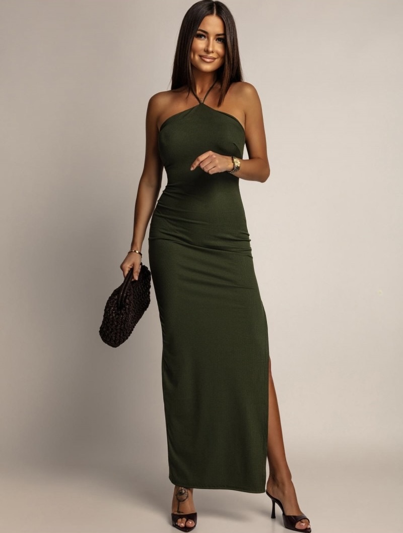 Rosalie dress with brooch olive