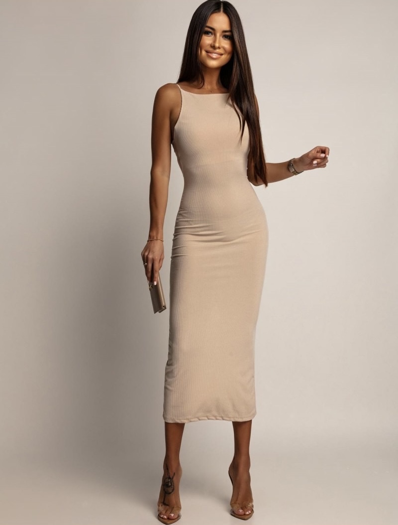 Halter basic dress beige