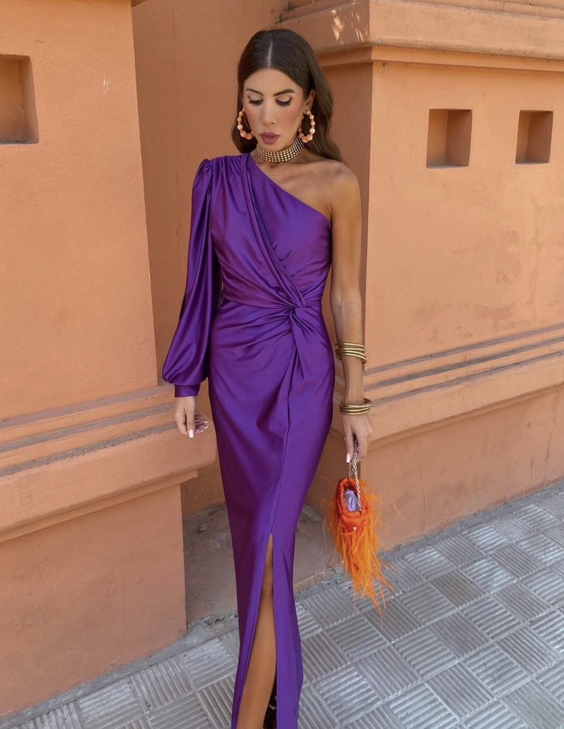 Scarlet dress purple