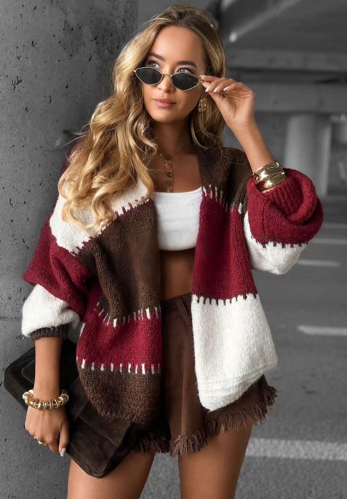Kaya chunky jacket burgundy
