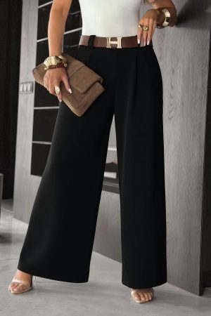 Aisha pants with belt, black