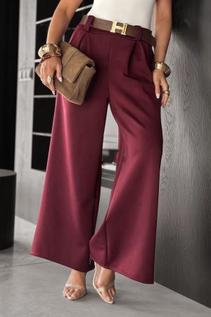 Aisha trousers with belt burgundy