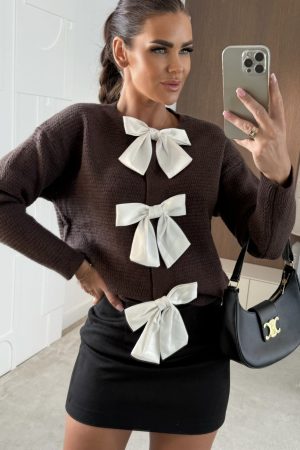 Rebecca jacket with bows brown