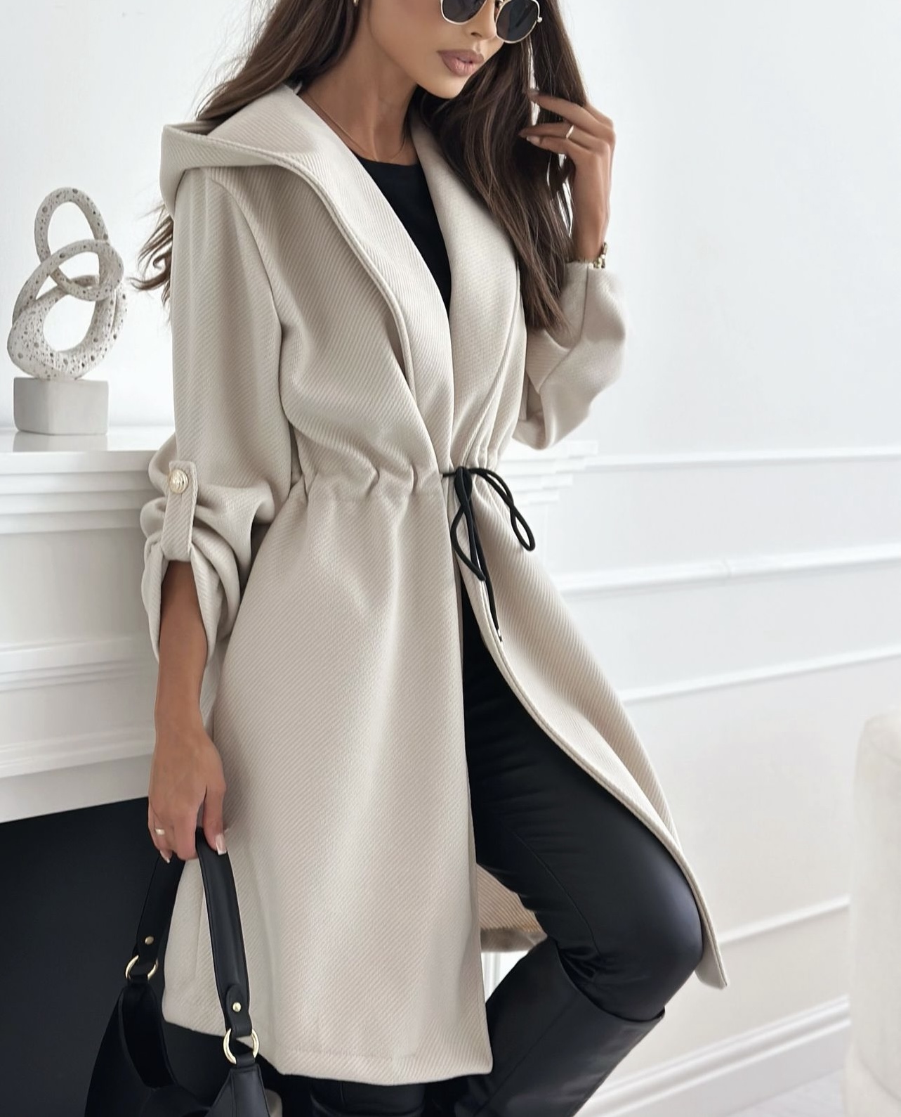 Romilly hooded coat beige