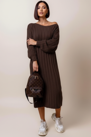 Astra knitted dress brown