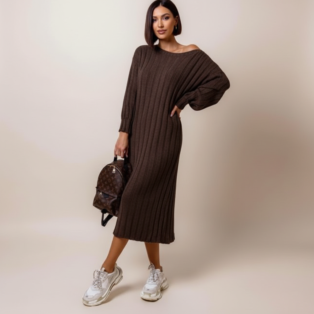 Astra knitted dress brown - Image 2