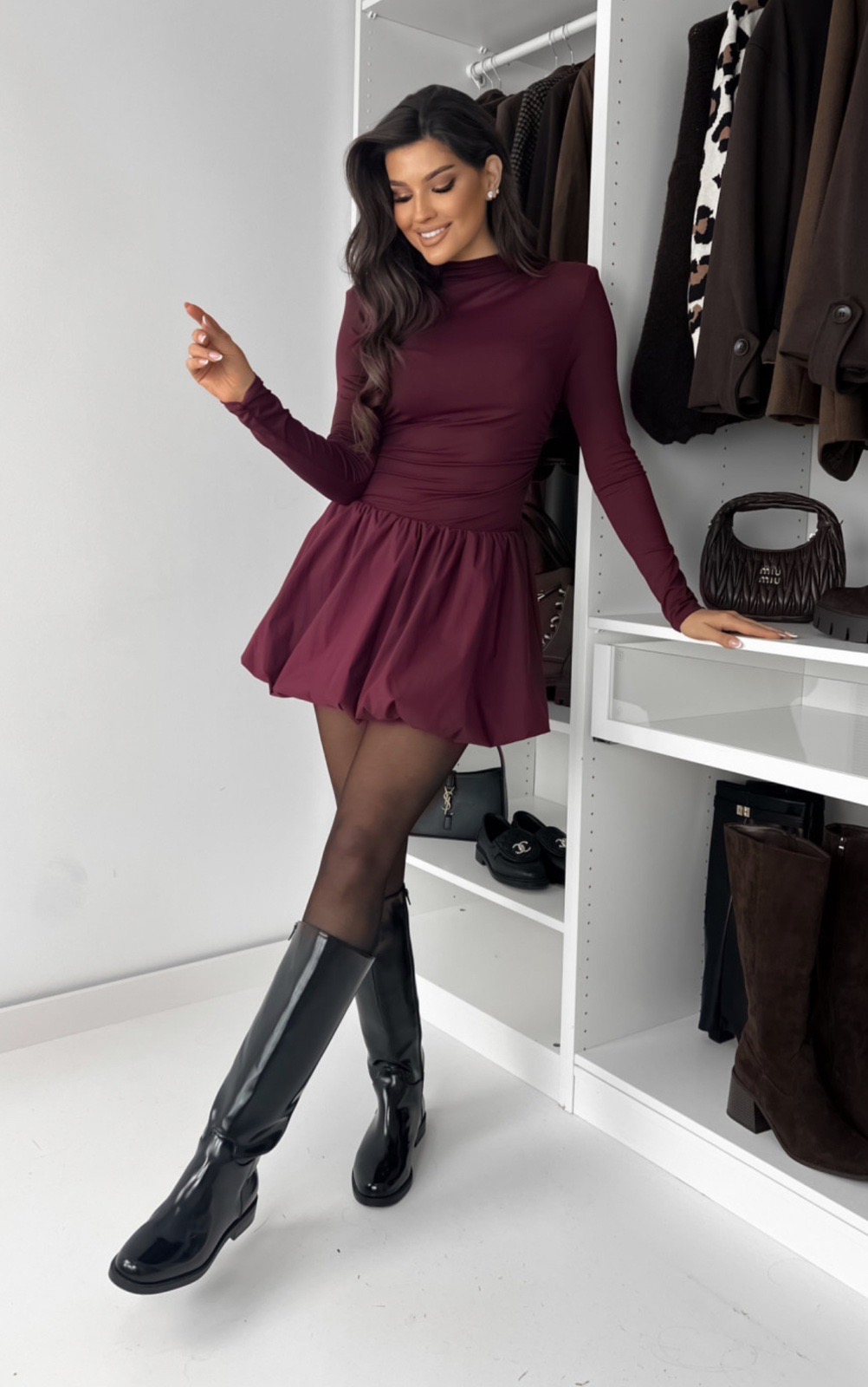Zara burgundy dress - Image 3