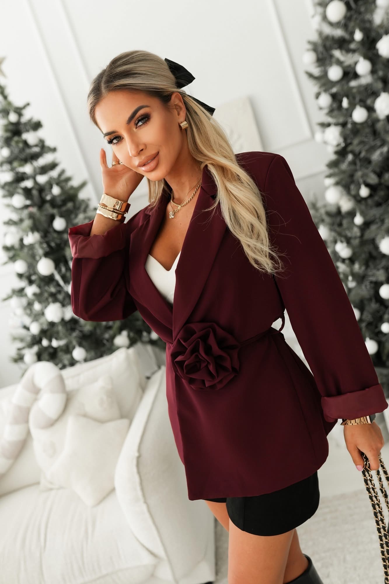 Cersei blazer with burgundy flower - Image 2