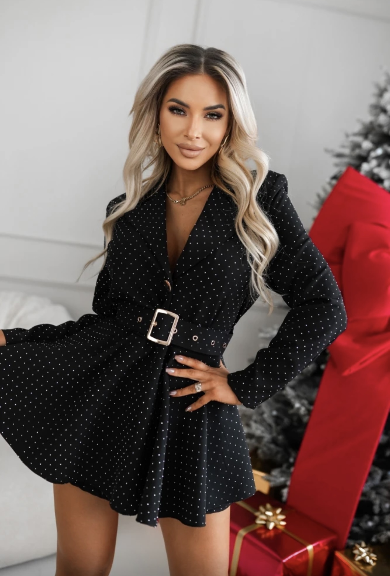 Aiden jumpsuit with silver glitter belt
