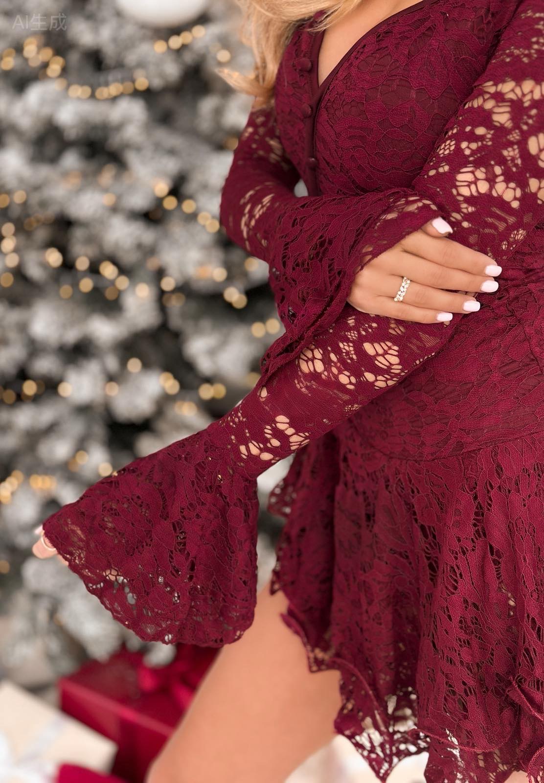 Mazie lace romper burgundy - Image 2