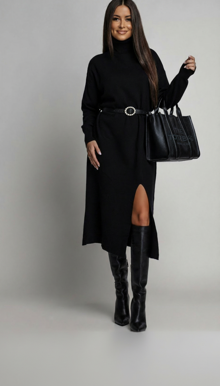 Valentina dress with belt, black - Image 2