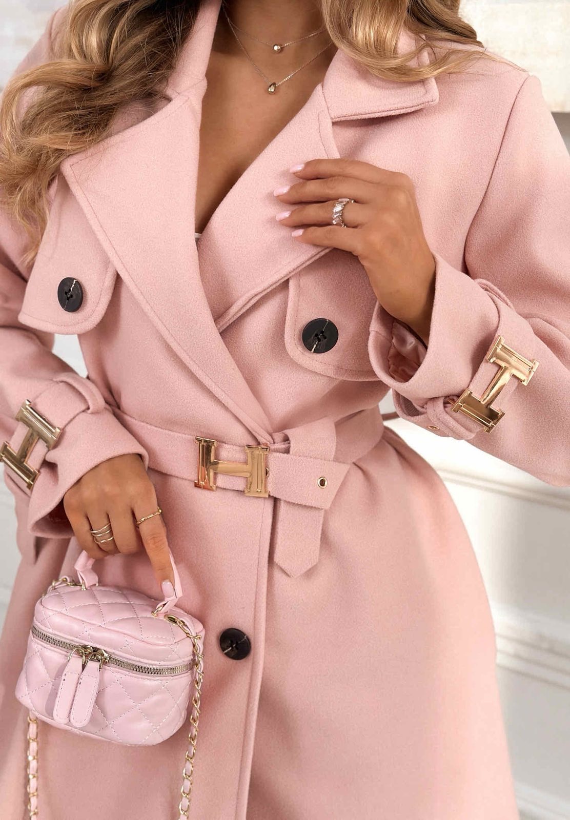 Harriet coat with belt pink - Image 2