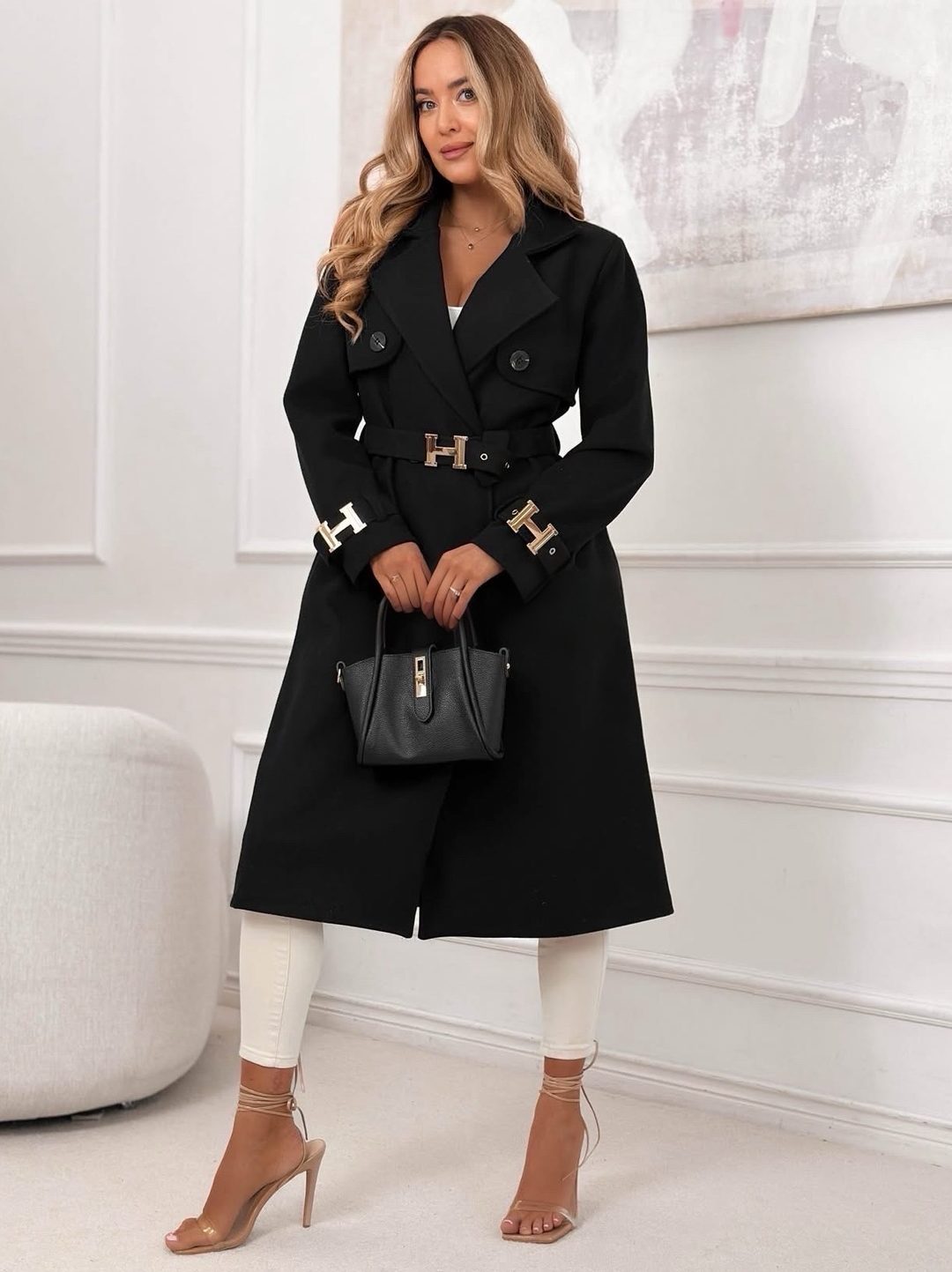 Harriet coat with belt black
