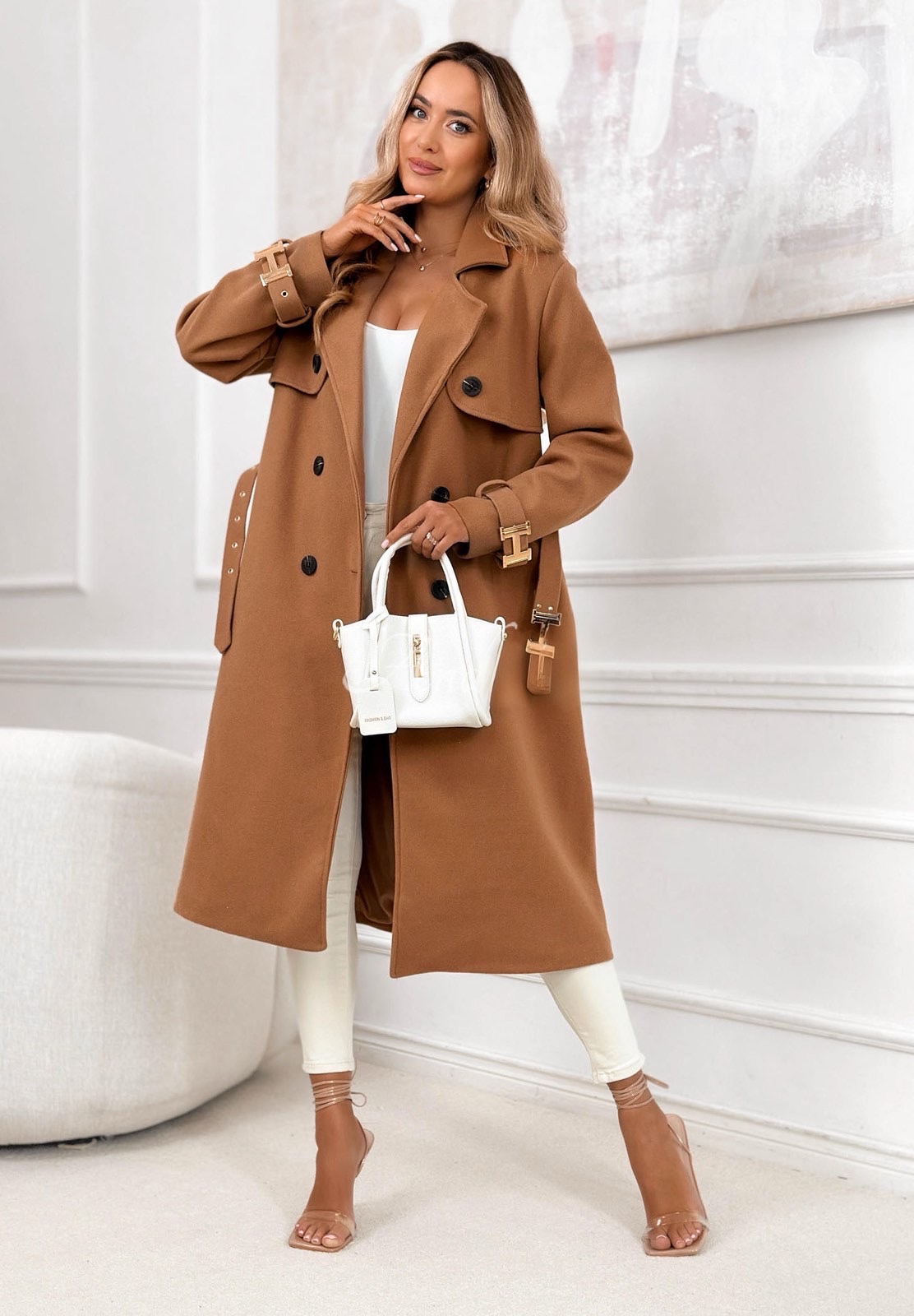 Harriet coat with belt camel - Image 2