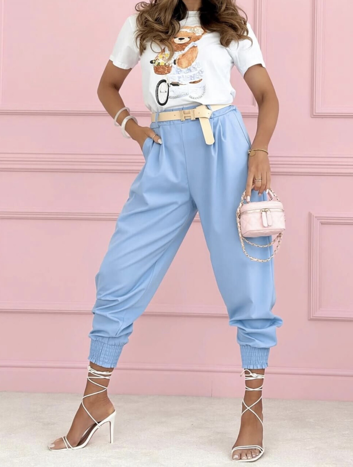 Ryion pants with belt blue